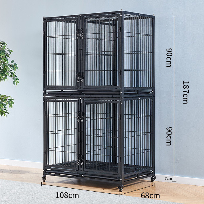 Kingtale Heavy Duty Indestructible Dog Crate Steel Escape Proof Dog Cage Kennel for Small Medium Large Dogs Indoor Double Door H