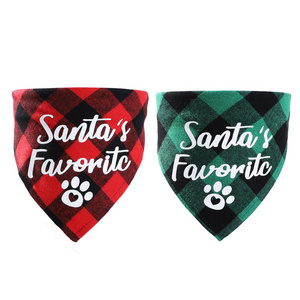 Christmas Dog Bandanas Printing Plaid Pet Scarf Bibs Kerchief Gifts Classic Triangle Merry Christmas Necklace Print Dog Bandana pet christmas