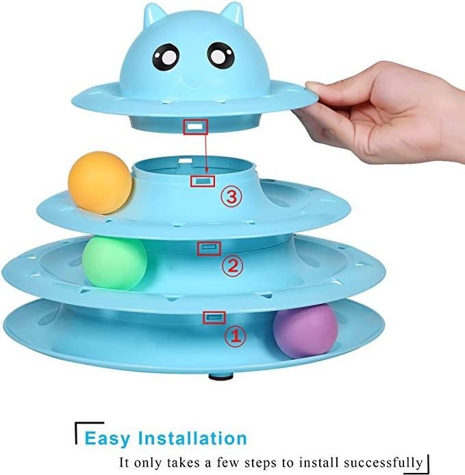 Kingtale Interactive 3 Level Turntable Cat Pet Toys Fun Mental Physical Exercise Puzzle Toys.