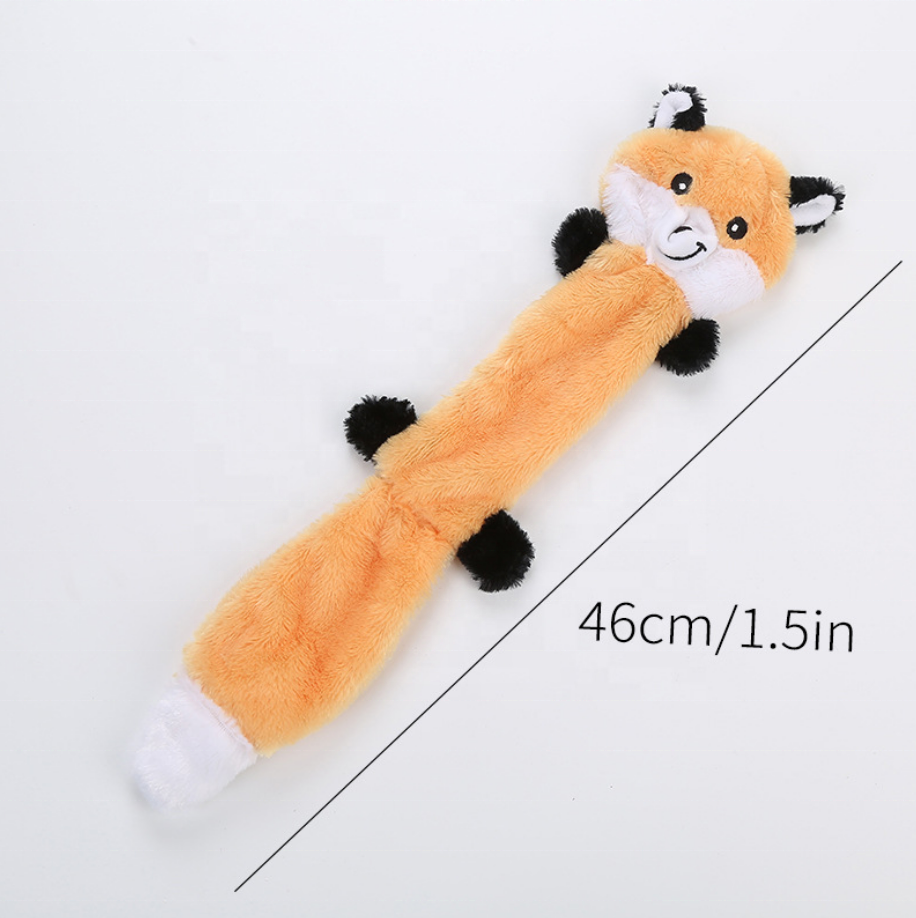 Kingtale Wholesale Fox Raccoon and Squirrel No Stuffing Squeaky Animal Plush Dog Toy