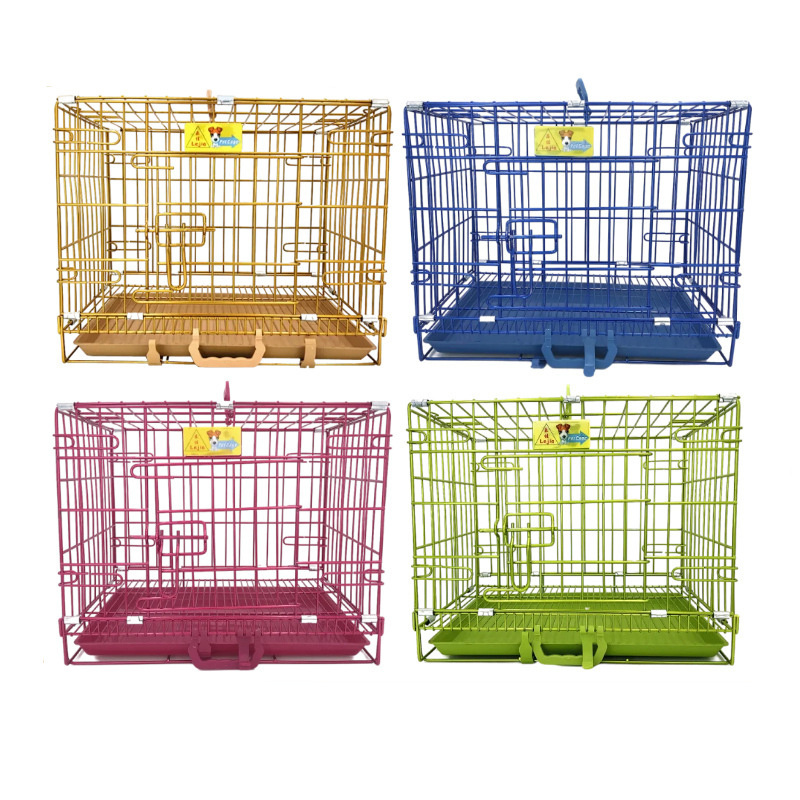 Kingtale Pet Heavy Duty Metal  Basics Foldable Metal Wire Dog cat Crate with Tray