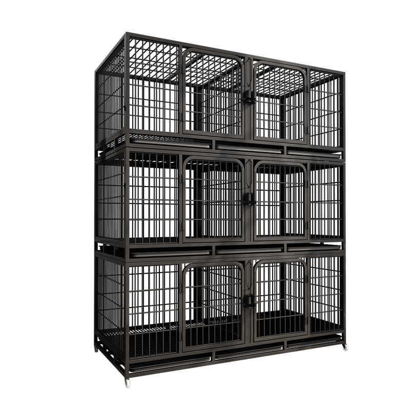 Kingtale Stackable Heavy Duty Dog Crate Pet Stainless Steel Kennel Cage for cat  Dogs with Tray