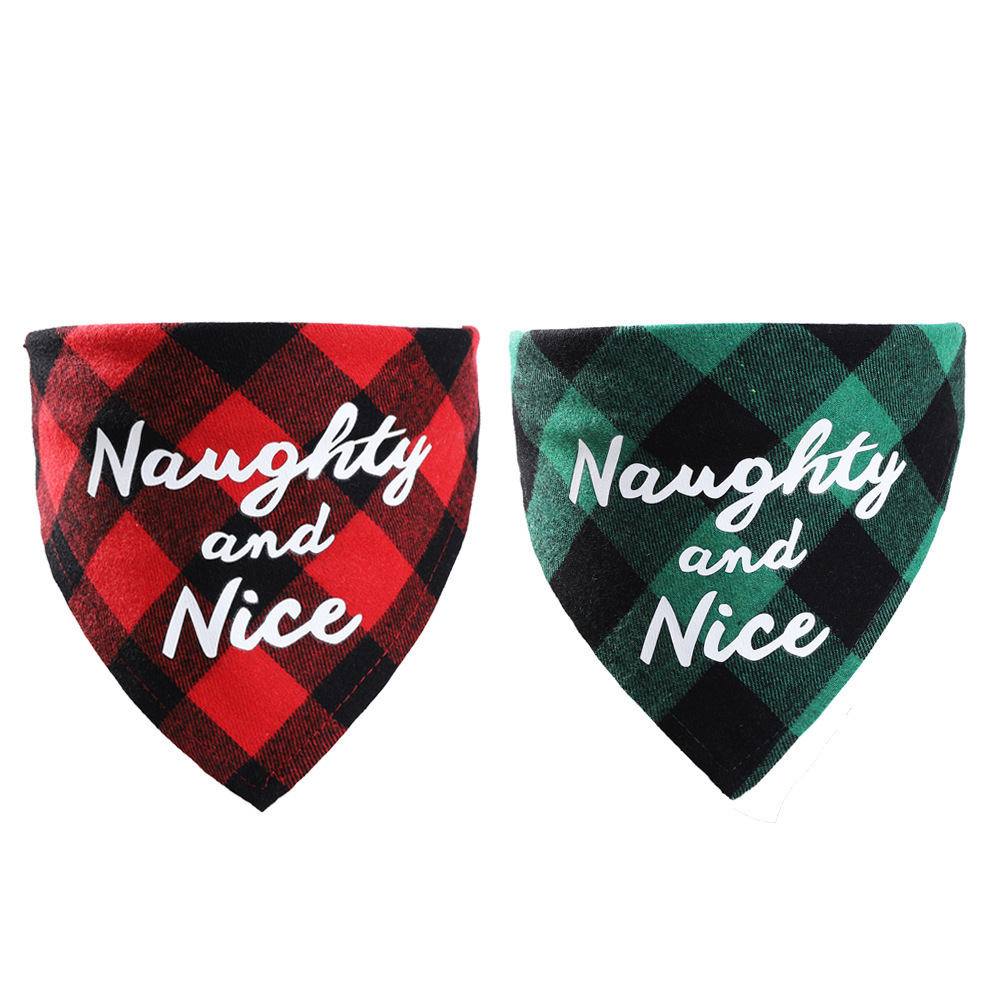 Christmas Dog Bandanas Printing Plaid Pet Scarf Bibs Kerchief Gifts Classic Triangle Merry Christmas Necklace Print Dog Bandana pet christmas