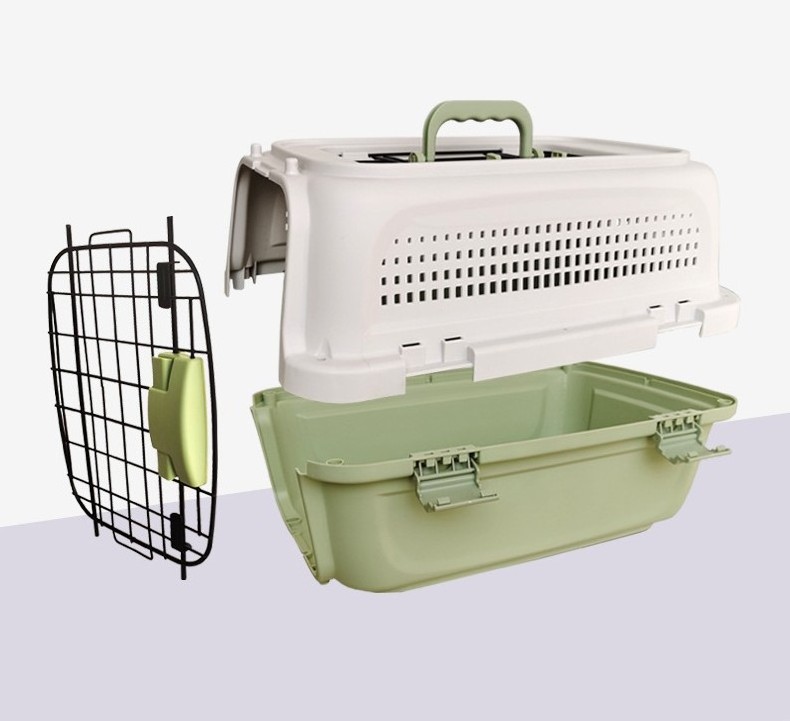 Kingtale  Dog Kennel Portable Dog Crate for Pets Designs Plastic Kennels Rolling Plastic Wire Door Travel Dog Crate