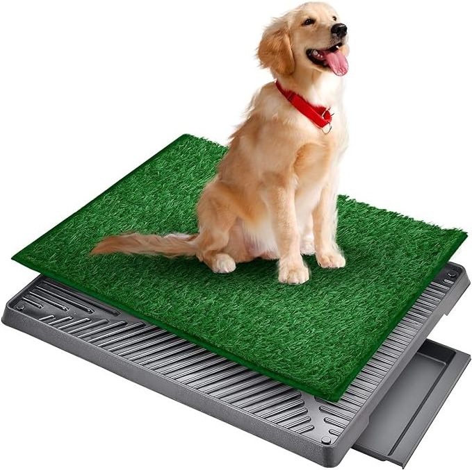 Kingtale Puppy Pee Potty Training Grass MatRemovable Pee Collection Tray Artificial Turf