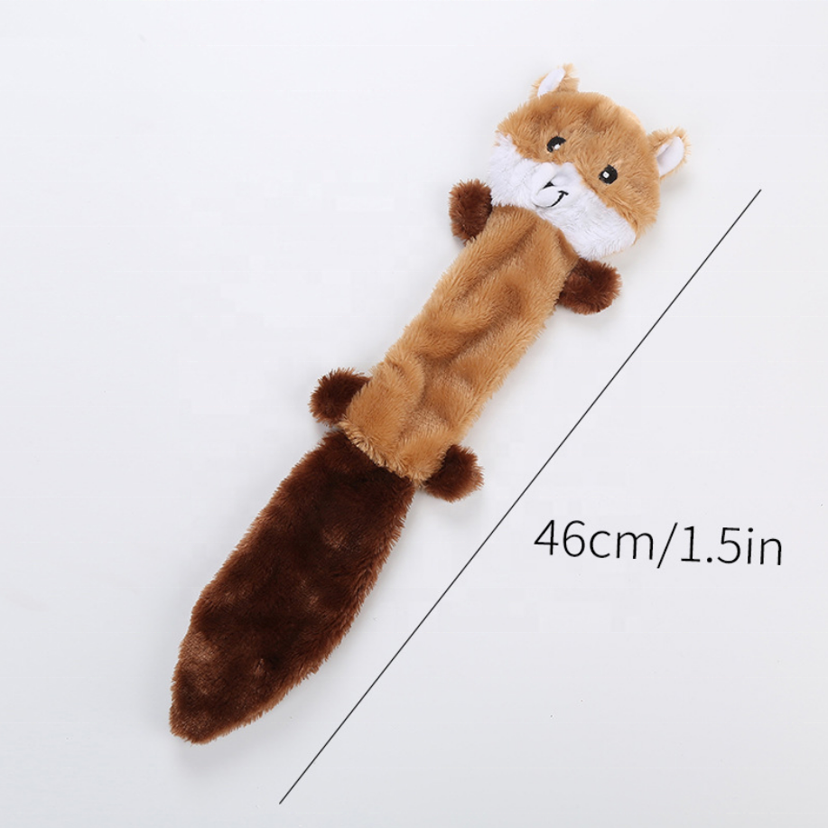 Kingtale Wholesale Fox Raccoon and Squirrel No Stuffing Squeaky Animal Plush Dog Toy