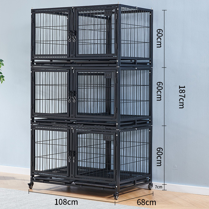 Kingtale Heavy Duty Indestructible Dog Crate Steel Escape Proof Dog Cage Kennel for Small Medium Large Dogs Indoor Double Door H