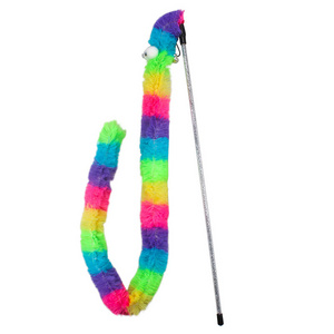 Kingtale funny pet toys Caterpillar style long pole cat-teasing stick with bells entertainment toys for cats