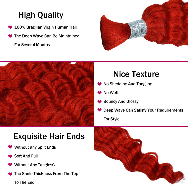 FH prestretched braiding hair wholesale bulk brazilian human hair deep wave deep curly wave bulk hair for braiding