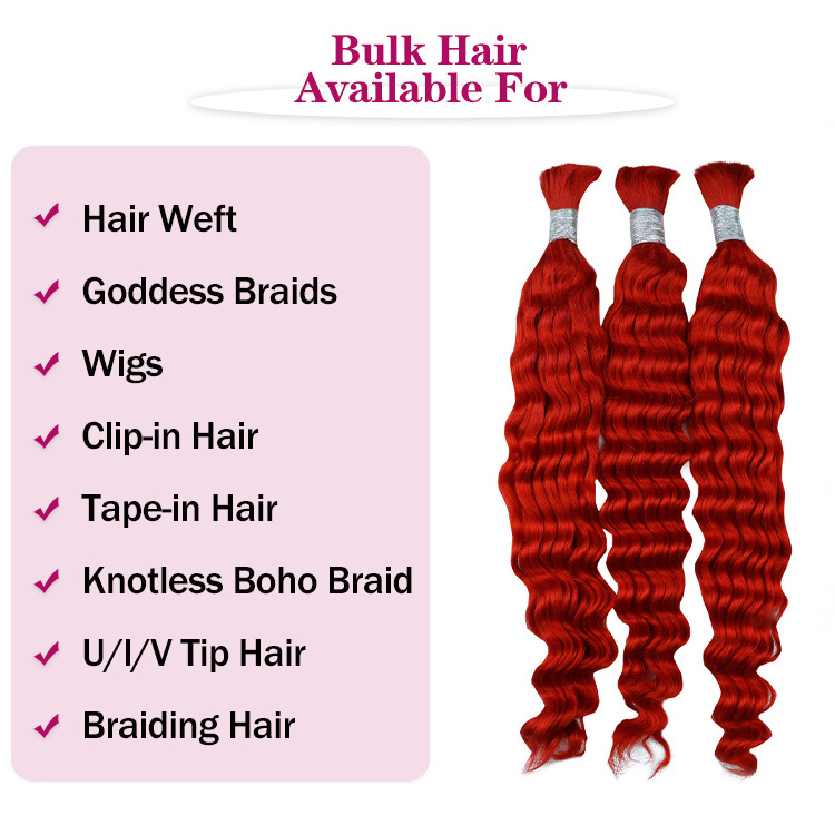 FH prestretched braiding hair wholesale bulk brazilian human hair deep wave deep curly wave bulk hair for braiding