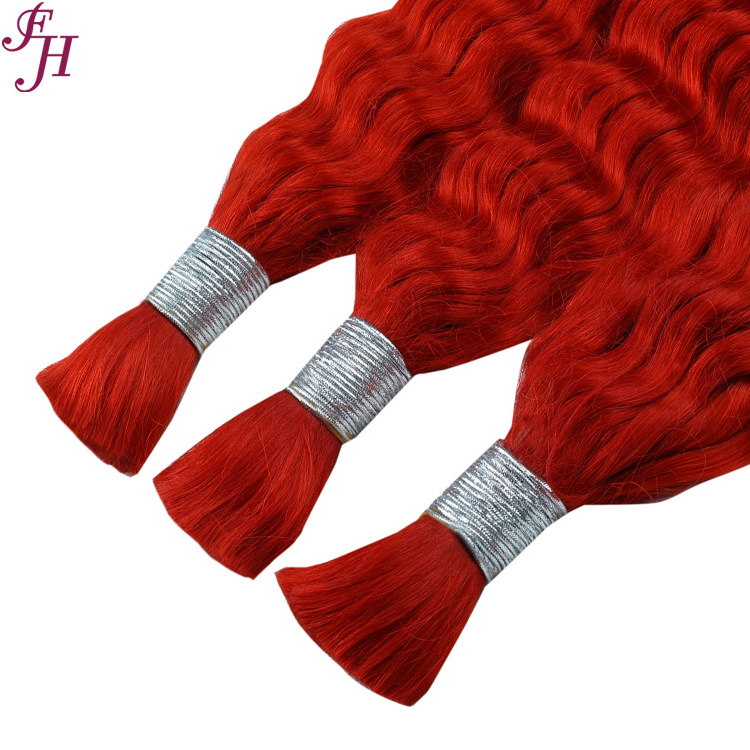 FH prestretched braiding hair wholesale bulk brazilian human hair deep wave deep curly wave bulk hair for braiding