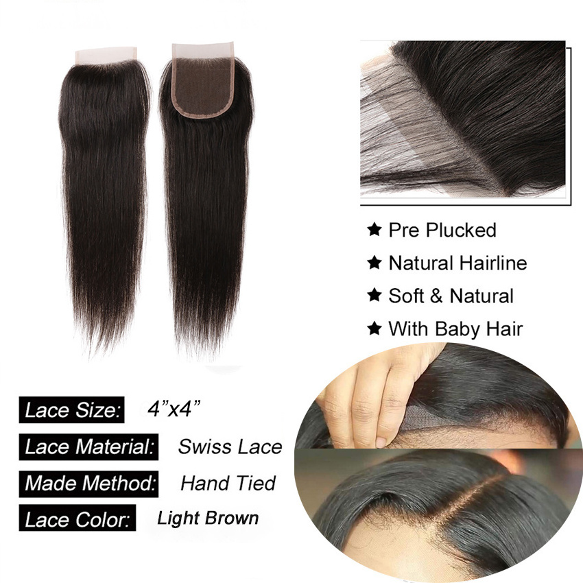 FH custom 16x4 water wave straight hd lace frontal human hair with closure virgin brazilian hair bundles with closure