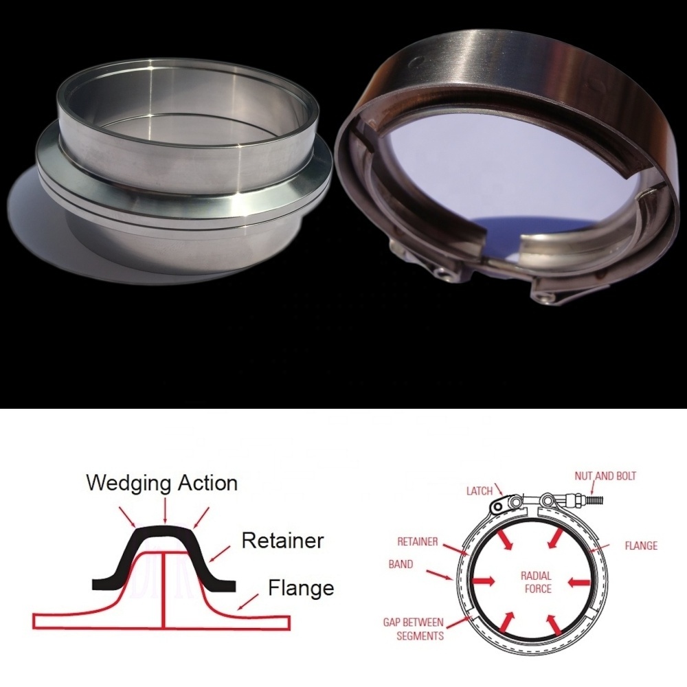 turbo downpipe muffler performance parts inch 2 . 5 V band flange exhaust clamp for turbo ball bearing flange coupling assembly