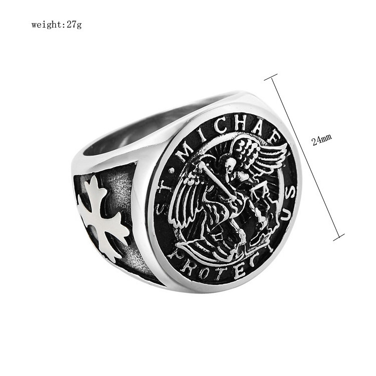 Mens Stainless Steel Catholic Archangel St Saint Michael Ring Size 7-15 Fashion Jewelry Rings Factory Wholesale Dropshipping