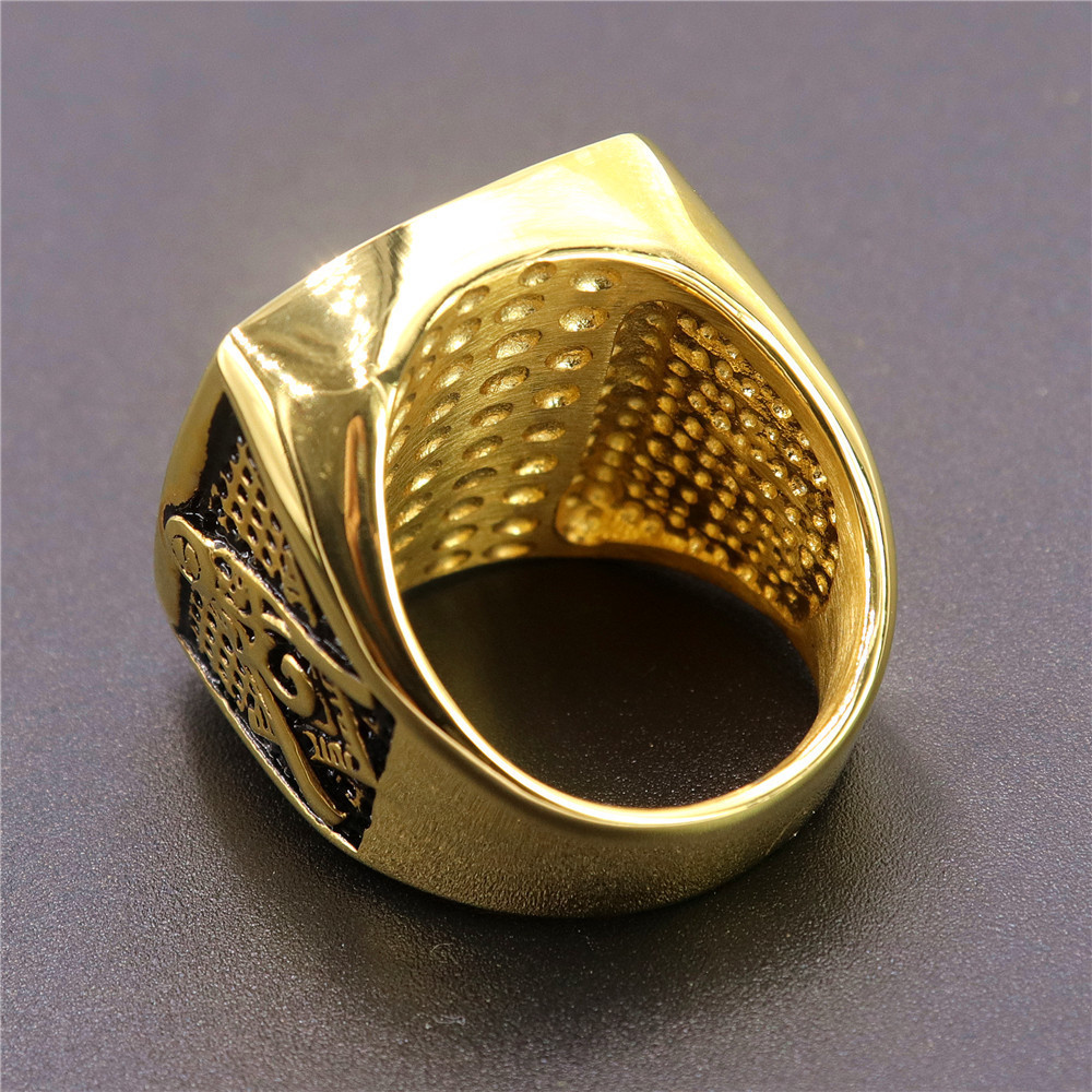 Gold Plated Mens Masonic Illuminati All Seeing Eye Square Ring Size 7-15 Fashion Jewelry Rings Accessories Factory Wholesale OEM