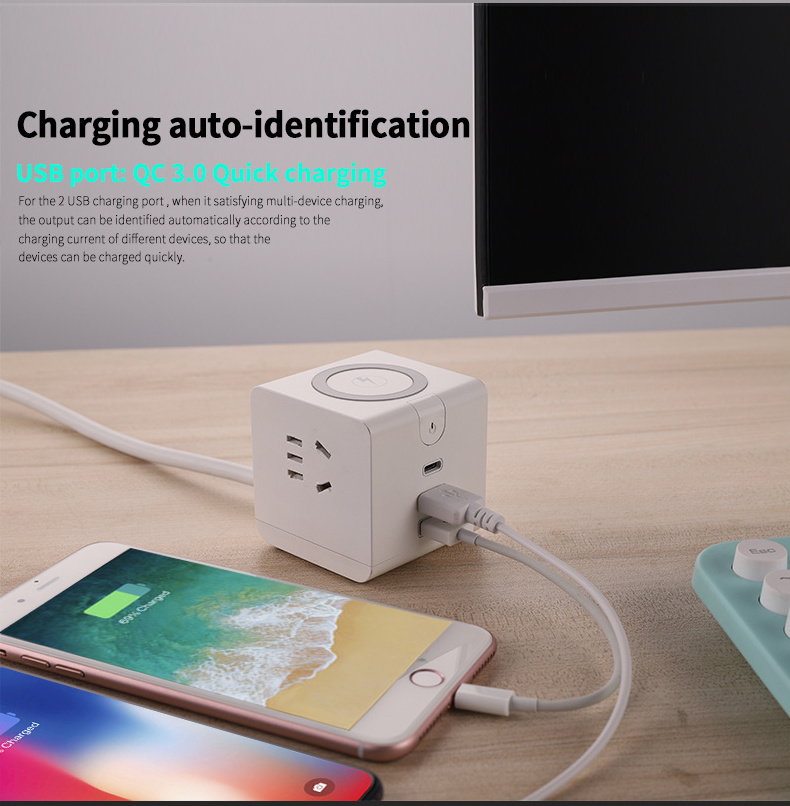 Mobile Phone Electronic Part QC3.0 Wireless Charging Adapter with PD 45W Charger Socket