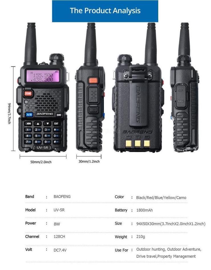 Baofeng Walkie Talkie Hot Selling Baofeng UV-5R Walkie Talkie 128CH VHF UHF walkie talkie 5KM 100% original Baofeng Woki toki