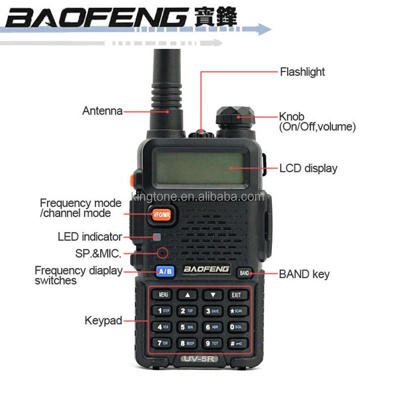 2024 Best Selling CE Handy Dual-band VHF UHF Radio Original Baofeng UV-5R 5W Long Distance Radio Talk Range 3-5km Walkie Talkie