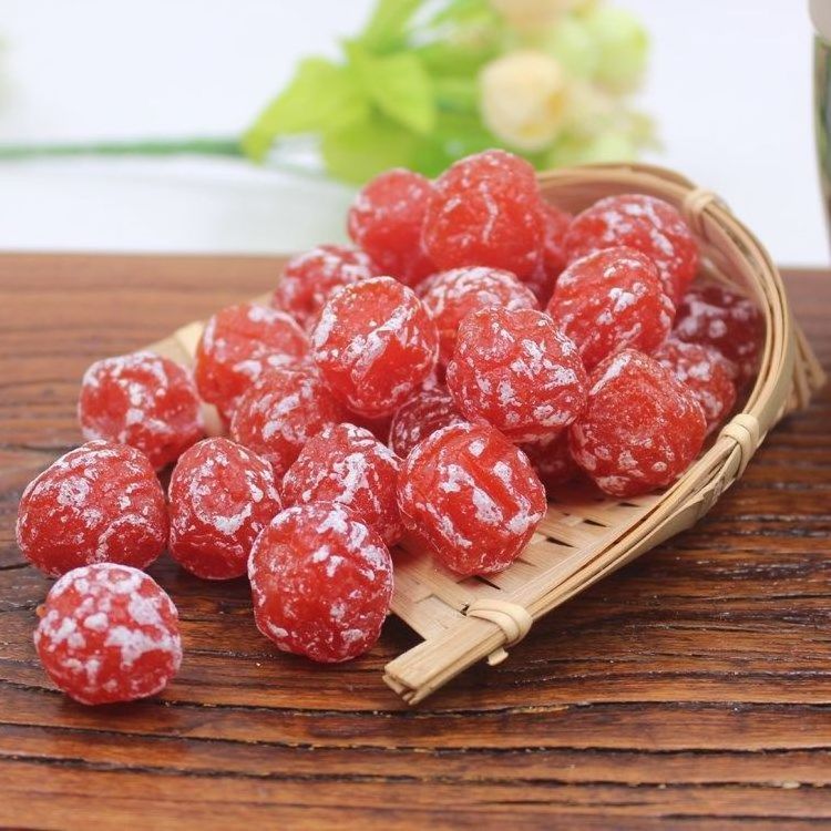 Chinese delicious preserved fruit with red prunes preserved plum dried rose plum