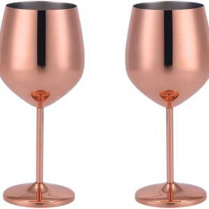 Wine Glasses 18/8 Stainless Steel 16 Oz Stemmed Wine Goblets BPA Free Copper Coated Shatterproof Wine Glass