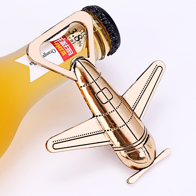 Custom Metal Gold Plane Shape Bottle Opener Airplane Kitchen Tools Travel Beer Party Zinc Alloy Metal Air Plane Bottle Opener