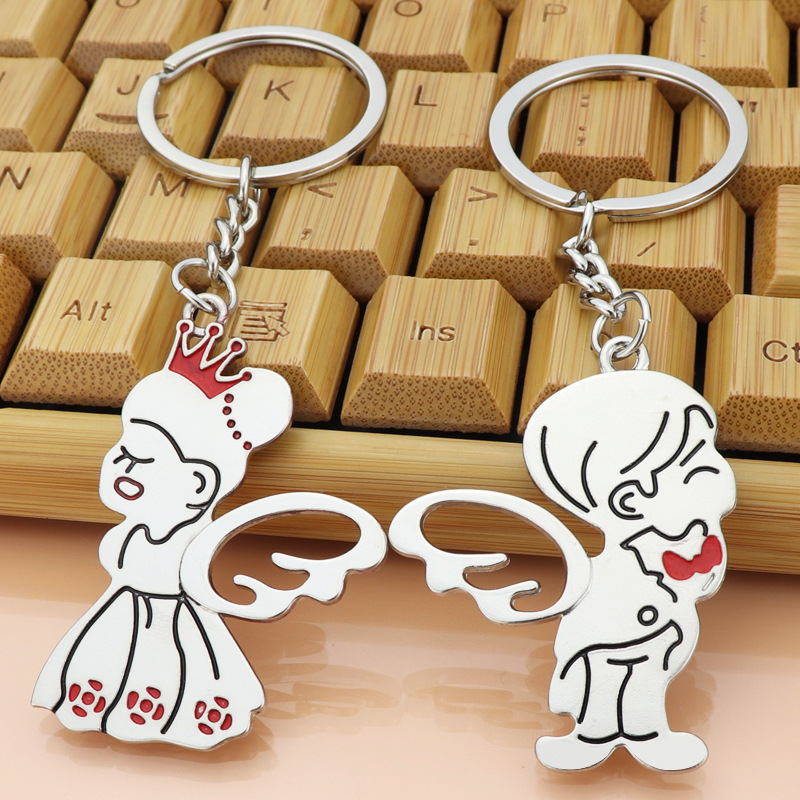 Angel Male And Female Couples Key Chain Creative Bag Metal Pendant Keychain Wedding Company Gift Key Ring