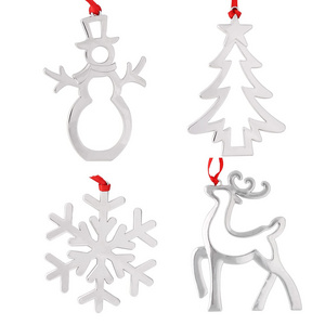 Custom Silver Reindeer Ornaments,Snowflake Christmas Tree Hanging Ornaments Metal Snowman Winteer Xmas Wedding  Day Decorations