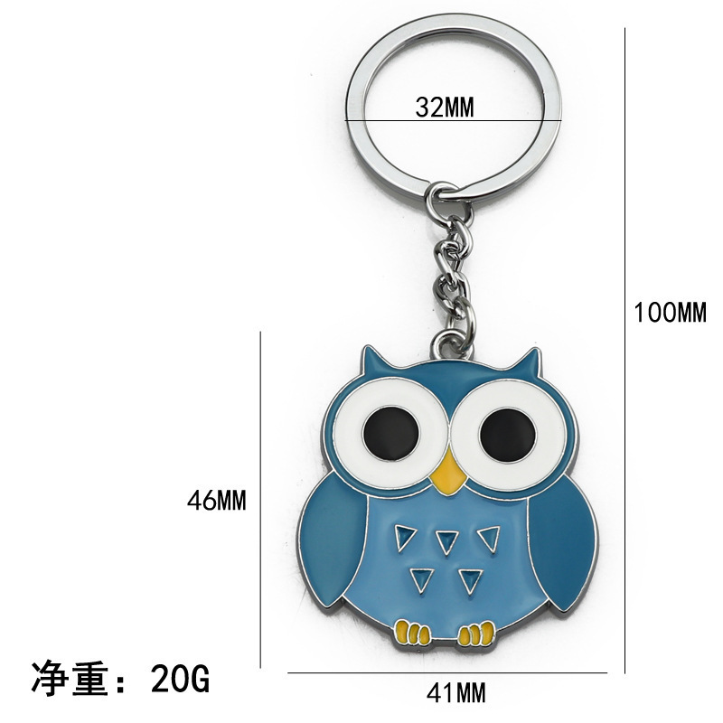 New creative drip baking paint owl pendant cartoon 3d diamond charms owl keychain