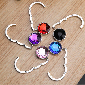 Promotion Portable Table Hook Alloy Folding Purse Handbag Hook Unique Crystal Table Bag Hanger Table Bag Hook