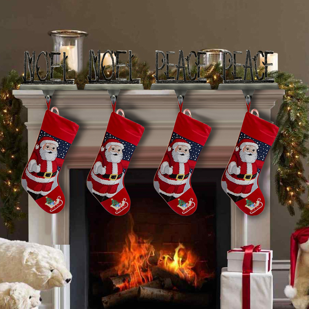 Factory Custom Fireplace TWIG WISH Stocking Holder Christmas Hook Metal Stand Mantle Christmas Stocking Holders