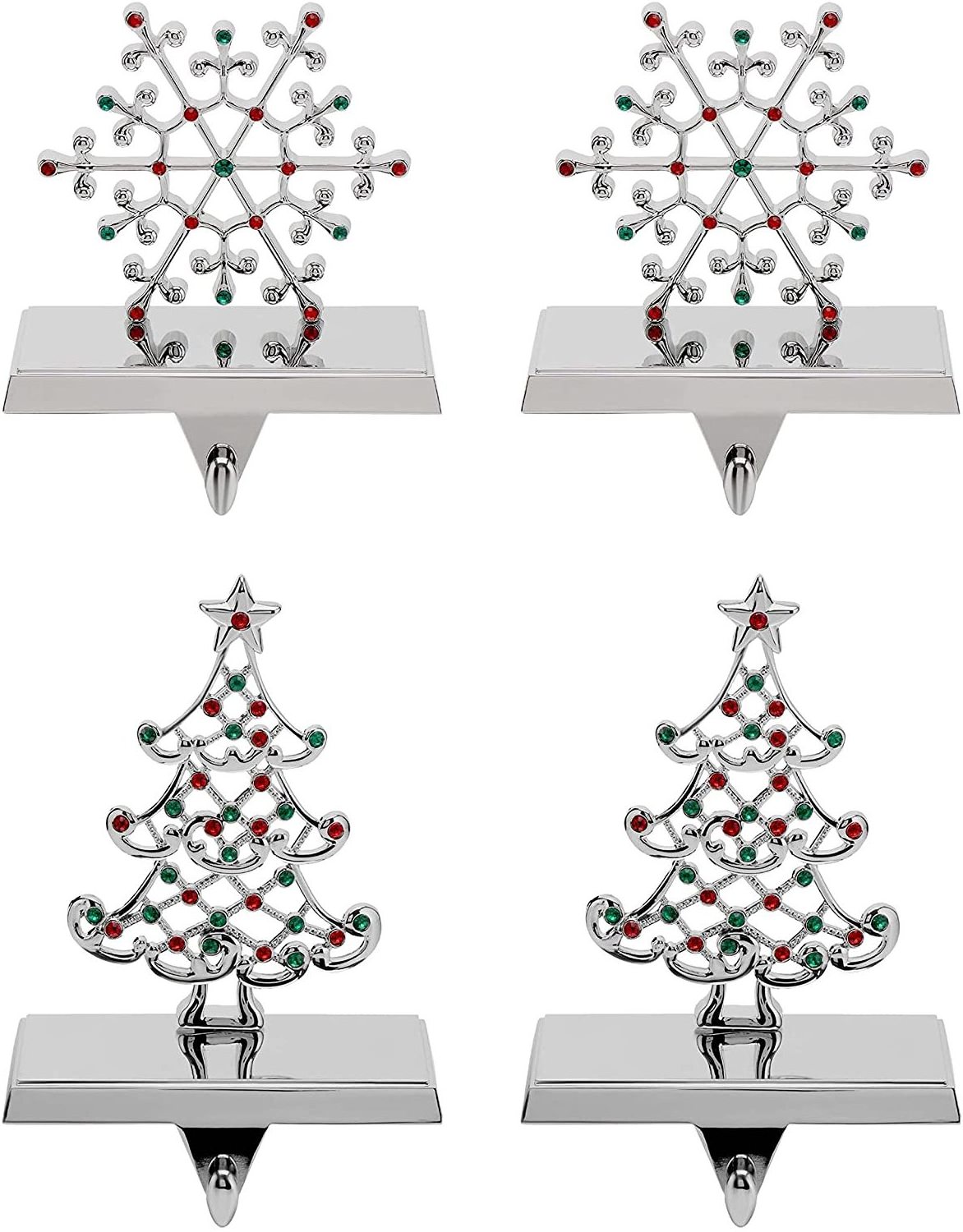 Custom Metal Snowflake Stocking Holder and Christmas Tree Stocking Stand 2 Pack Christmas Stocking Holders