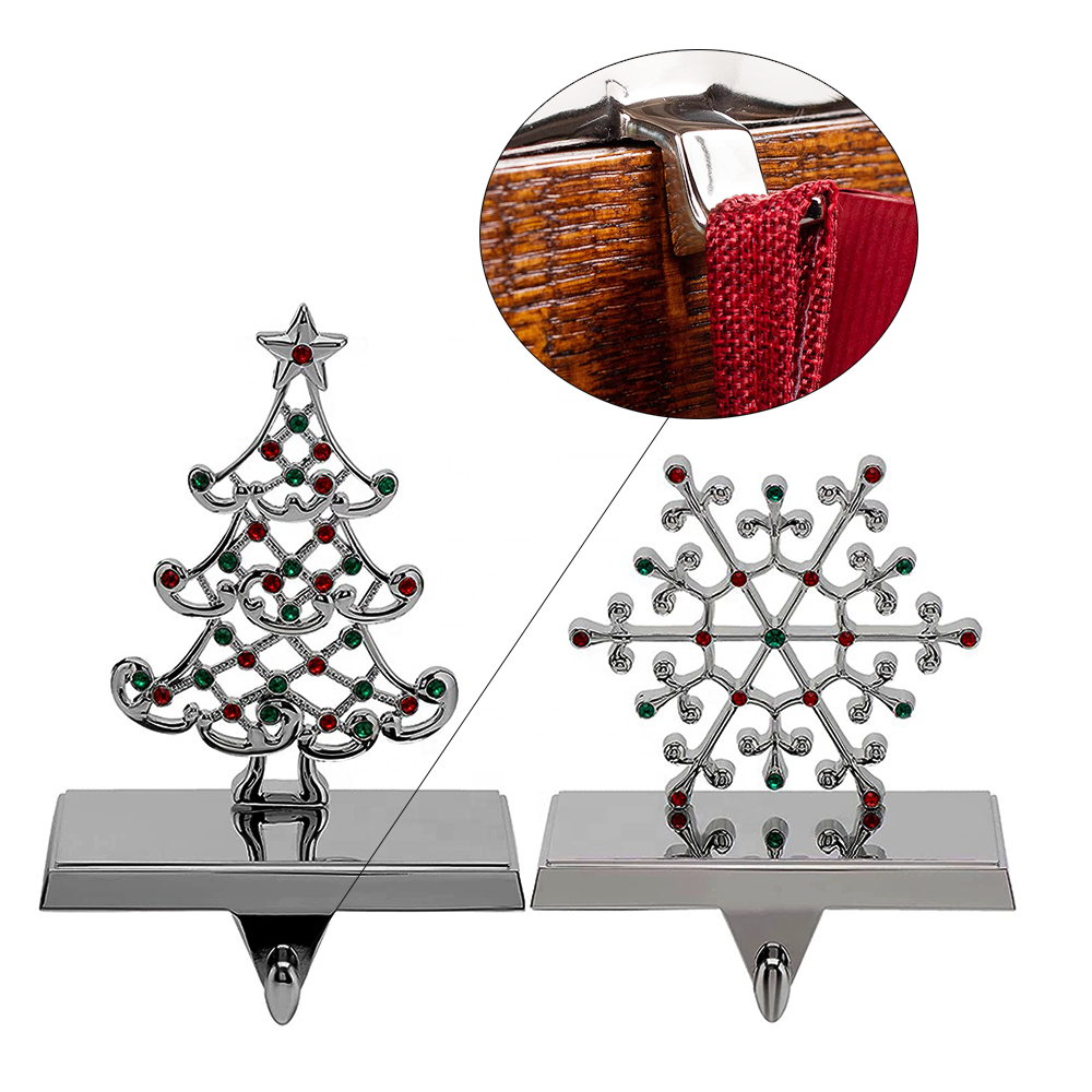 Custom Metal Snowflake Stocking Holder and Christmas Tree Stocking Stand 2 Pack Christmas Stocking Holders