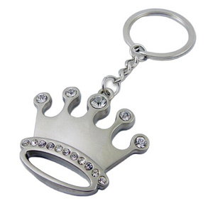 Silver metal key chain Elegant Royal Princess and King Crown keyring with rhinestone