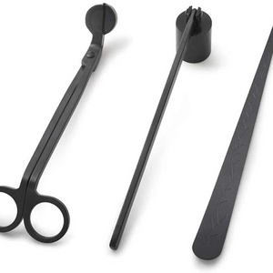 3 Pcs Candle Accessories Stainless Steel Black Candle Tools Set with Candle Snuffer  Wick Trimmer  Dipper