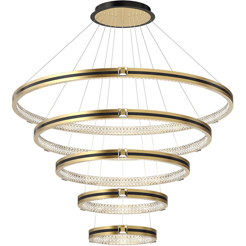 Modern LED Chandelier Dimmable Ring Pendant Lighting Adjustable Contemporary Ceiling Hanging Light Fixture with Remote Control