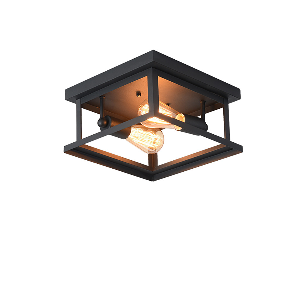 Rustic Flush Mount Ceiling Light Industrial Farmhouse Square Lamp black box ceiling light