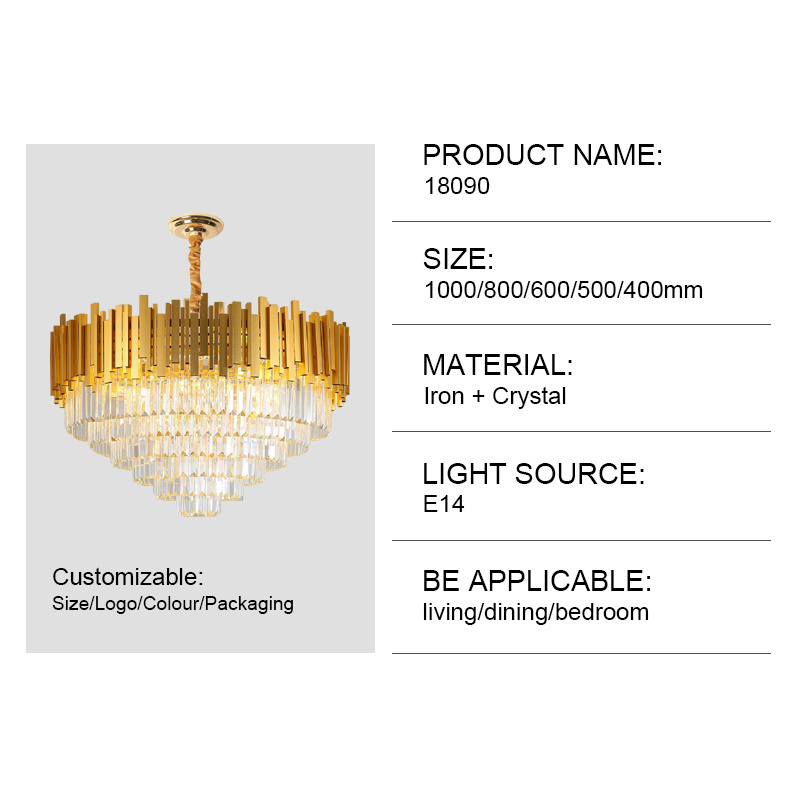 Wholesale factory price Nordic  pendant lamp luxury gold plated modern pendant light K9 crystal drop wedding chandelier