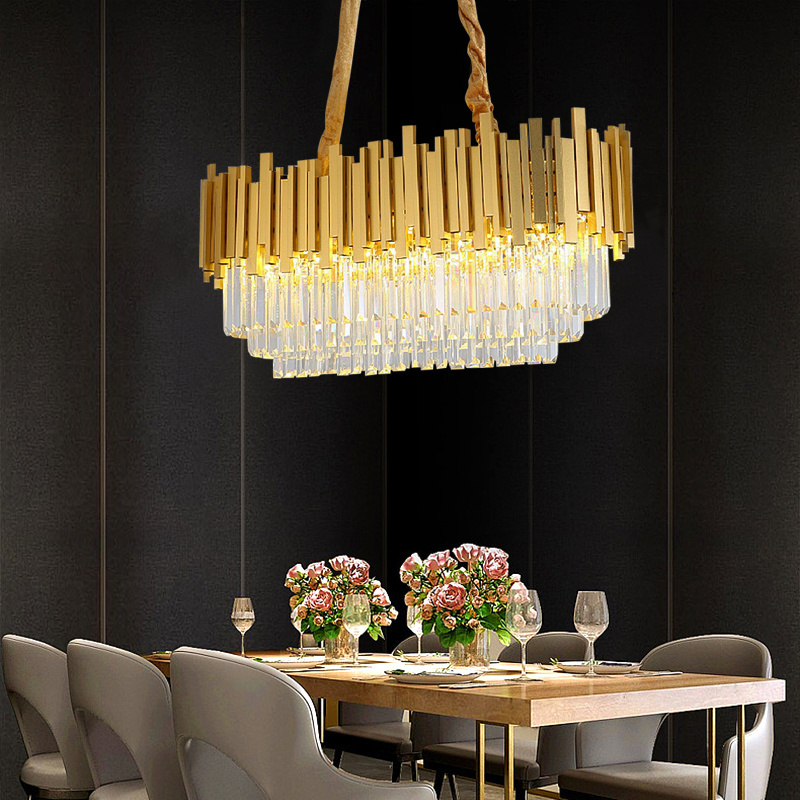 Wholesale factory price Nordic  pendant lamp luxury gold plated modern pendant light K9 crystal drop wedding chandelier