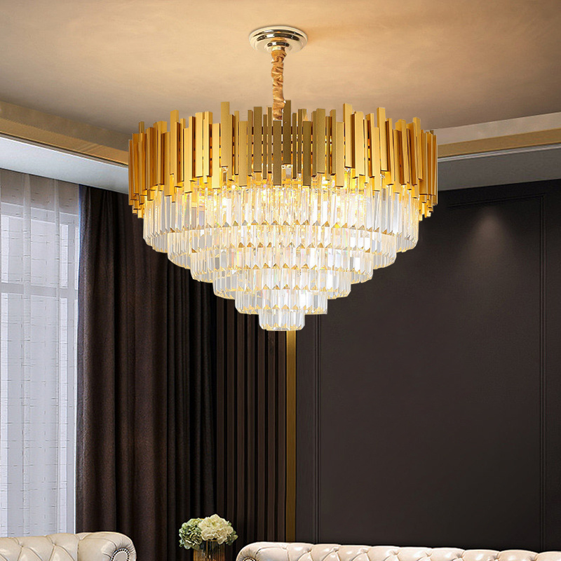 Wholesale factory price Nordic  pendant lamp luxury gold plated modern pendant light K9 crystal drop wedding chandelier