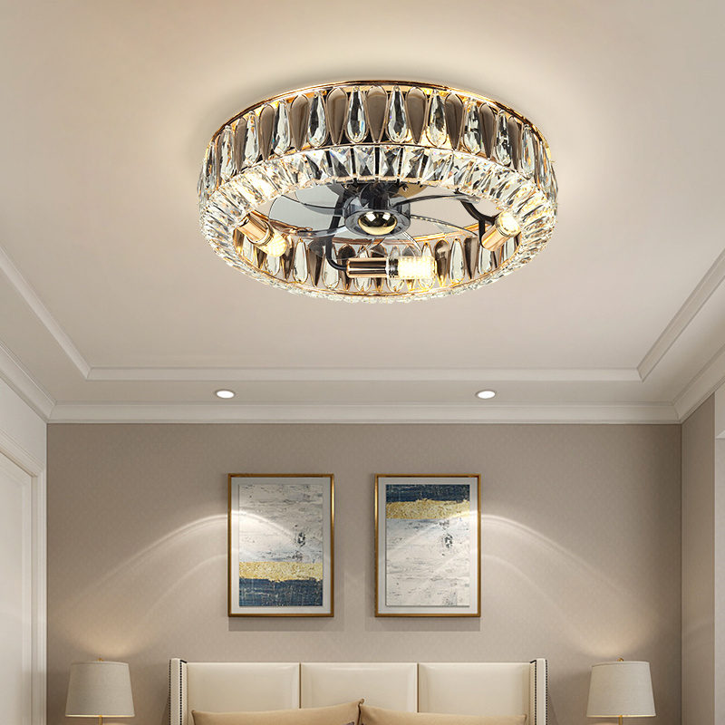 500mm Led Ceiling Fan Lamps Ceiling Light With Fan Home Led Crystal Chandeliers Bedroom Ceiling Fan With Light