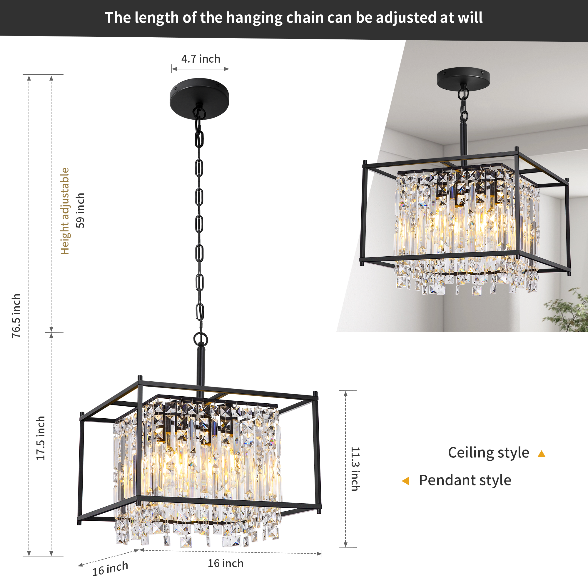 Rustic bedroom dining room chandeliers fixtures lighting ceiling black led K9 crystal luxury modern chandeliers pendant lights