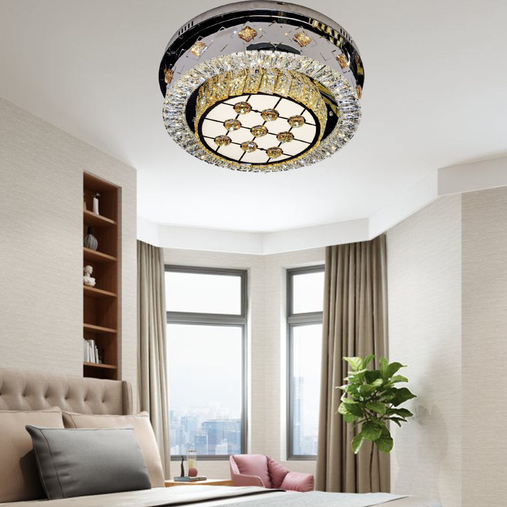 High-quality Led Crystal Ceiling Lighting Fixtures Round Ceiling Lamps for Living Room Hotel Lobby