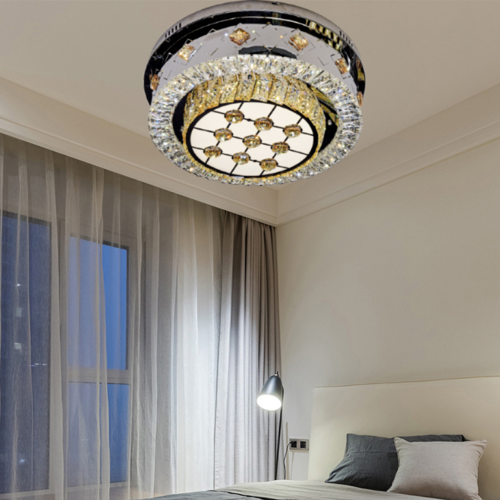 High-quality Led Crystal Ceiling Lighting Fixtures Round Ceiling Lamps for Living Room Hotel Lobby