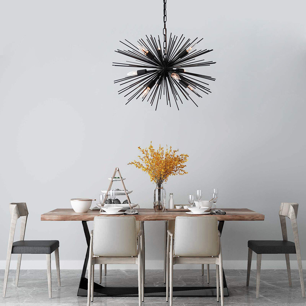 Gold Astral Sputnik Chandelier 12 Light Spike Starburst Satellite Pendant Lamp For Living Room Dinning Room Porch Entryway