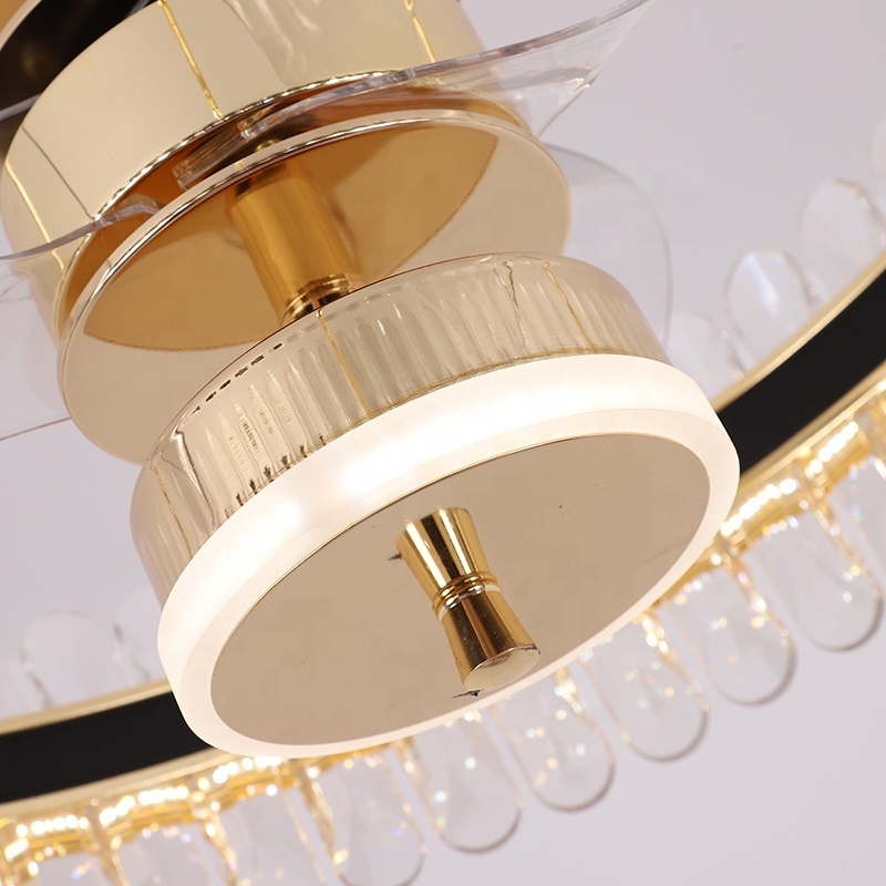 New design  chandelier fan good quality transparent blades ceiling fan lamp with remote control