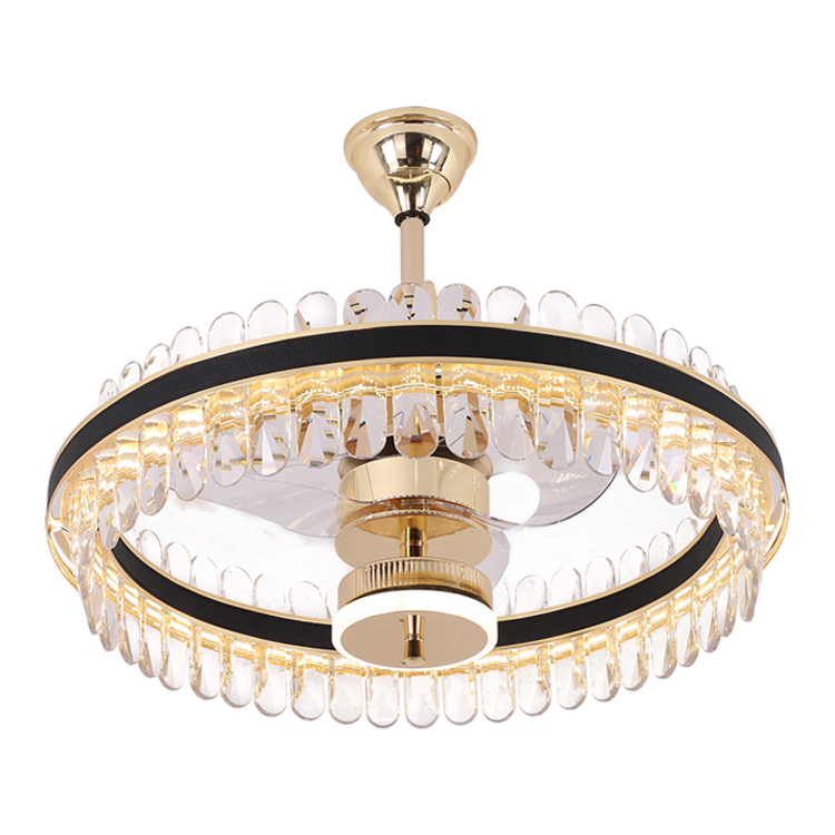 New design  chandelier fan good quality transparent blades ceiling fan lamp with remote control