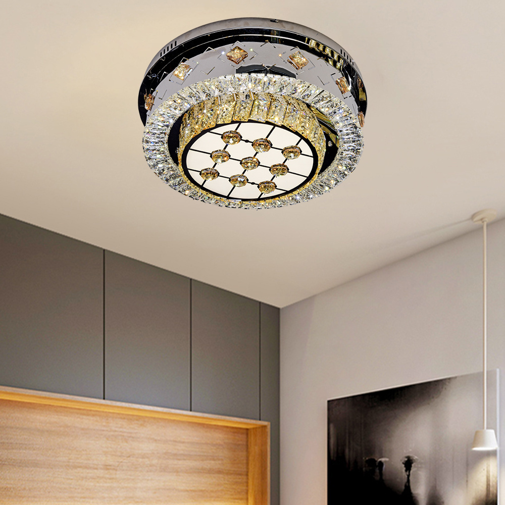 High-quality Led Crystal Ceiling Lighting Fixtures Round Ceiling Lamps for Living Room Hotel Lobby