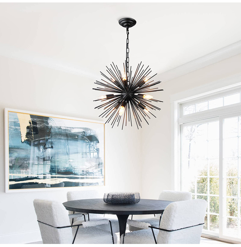 Gold Astral Sputnik Chandelier 12 Light Spike Starburst Satellite Pendant Lamp For Living Room Dinning Room Porch Entryway