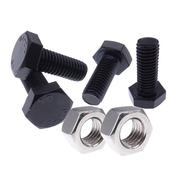 fasteners Grade 10.9 High Strength External Hexagon Combination black stainless Steel hex bolt and nut