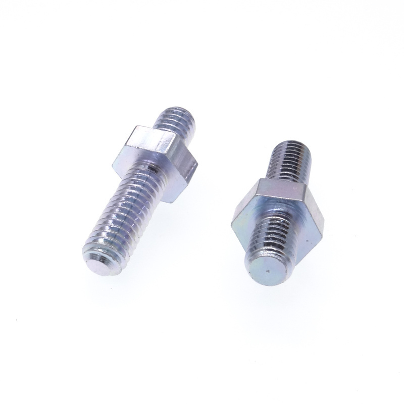 Fastener cnc lathe part double end threaded stud with hex bolt nut for car automobile